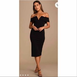 LULU’S OFF THE SHOULDER Bodycon MIDI Dress - Size Small